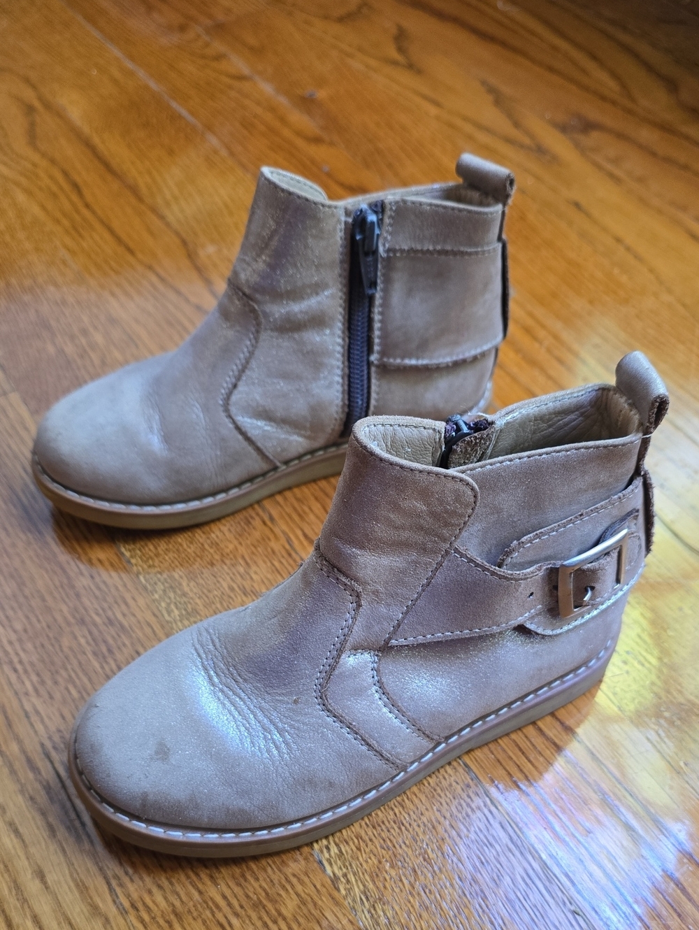 Elephantito Kids 11 Tan Suede Ankle Boots with Side Buckle